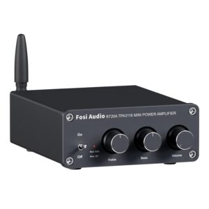 Fosi Audio BT20A Bluetooth 5.0 Stereo Audio 2 Channel Amplifier Receiver Mini Hi-Fi Class D Integrated Amp 2.0 CH for Home Speakers 100W x 2 with Bass and Treble Control TPA3116...