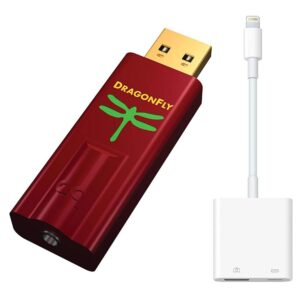 AudioQuest Dragonfly Red Mobile Bundle with Portable USB Preamp, Headphone Amp/DAC and Lightning to USB 3 Camera Adapter (CCK) for Compatible Connection with Select iPhones,...